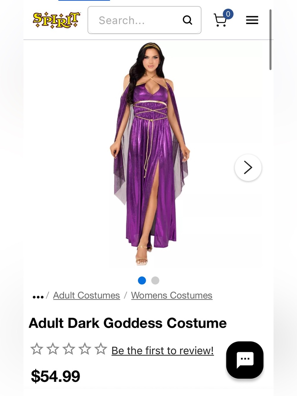 Spirit Halloween Dark Goddess Costume Purple & Gold Size M - adult